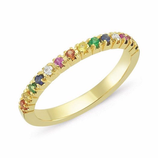 Perá ring i 14 karat guld fra Nuran med multifarvede ædelsten og diamanter